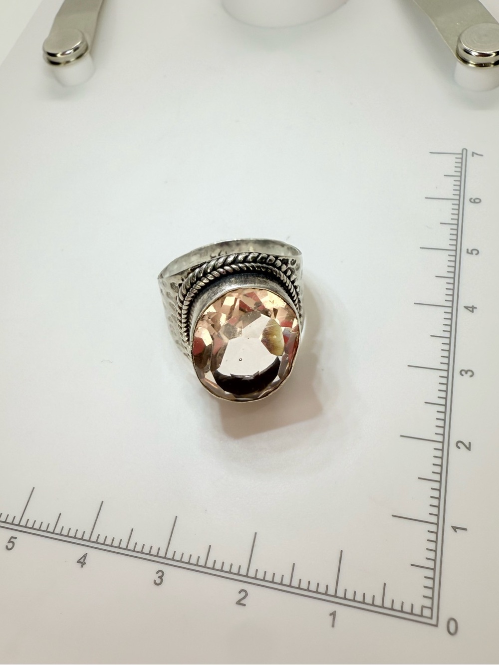 Vintage Sterling Silver Women's Ring with Champagne Gemstone